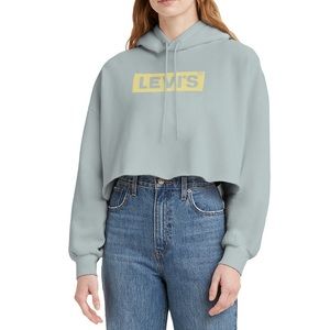 NWT Levi’s Blue Cotton Blend Cropped Oversized Hoodie - Meidum